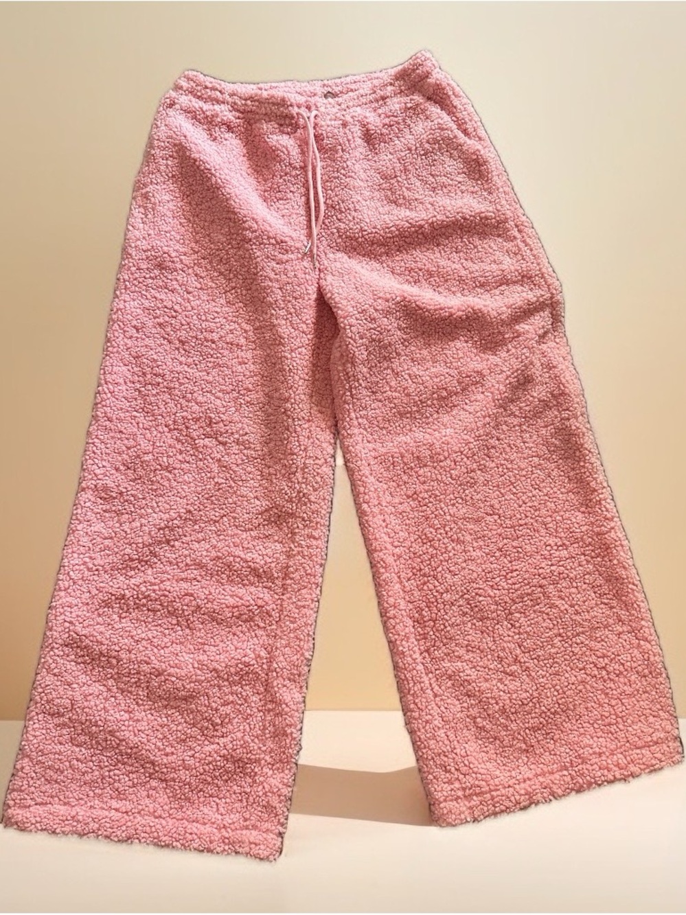 AKIRA Soft Pink Sherpa Wide Leg Elastic Waist Pants Size XL